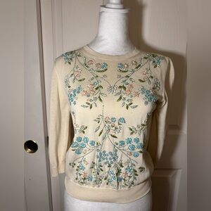 RED Valentino Cream Floral Embellished Sweater